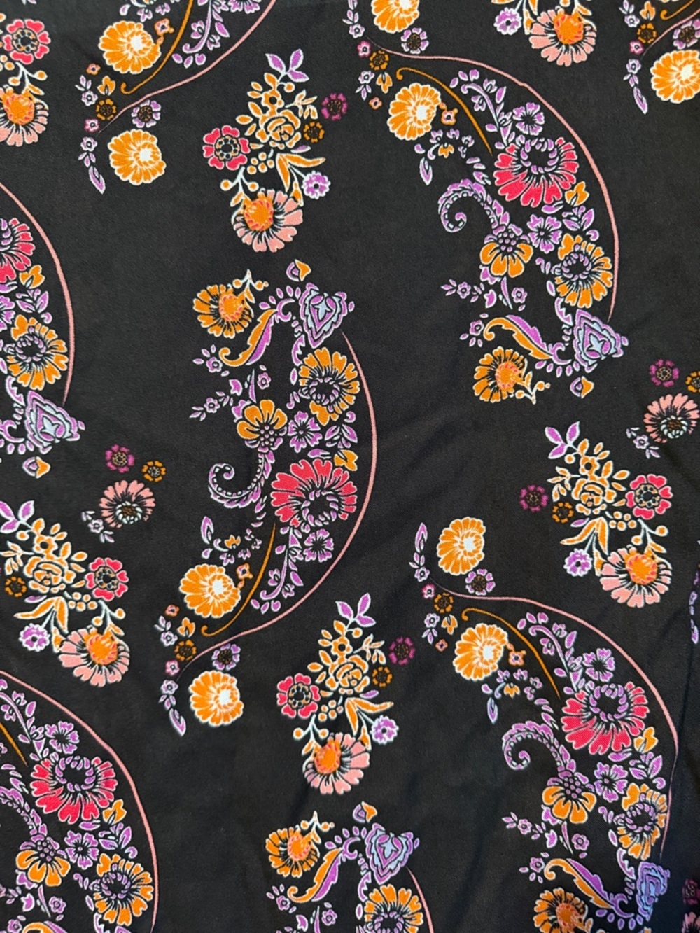 Long-Sleeve Black Floral Paisley Dress with Bell Sleeves - Picture 5 of 5